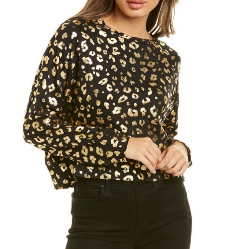 TEREZ shiny gold cropped top sweatshirt